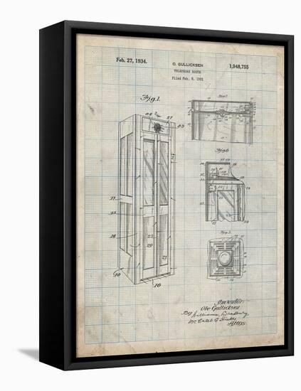 PP1088-Antique Grid Parchment Telephone Booth Patent Poster-Cole Borders-Framed Stretched Canvas