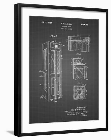 PP1088-Black Grid Telephone Booth Patent Poster-Cole Borders-Framed Giclee Print