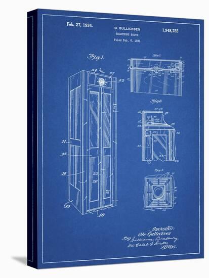 PP1088-Blueprint Telephone Booth Patent Poster-Cole Borders-Stretched Canvas