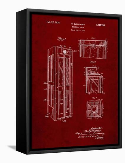 PP1088-Burgundy Telephone Booth Patent Poster-Cole Borders-Framed Stretched Canvas