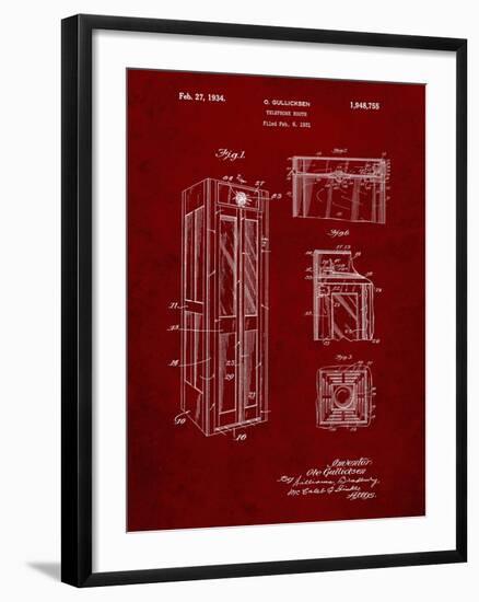 PP1088-Burgundy Telephone Booth Patent Poster-Cole Borders-Framed Giclee Print