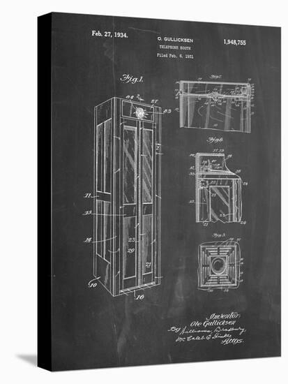 PP1088-Chalkboard Telephone Booth Patent Poster-Cole Borders-Stretched Canvas