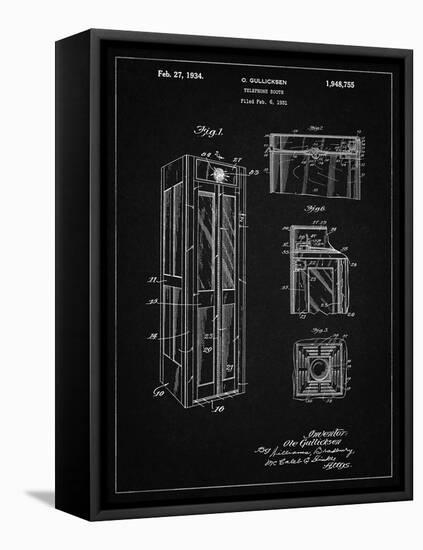 PP1088-Vintage Black Telephone Booth Patent Poster-Cole Borders-Framed Stretched Canvas