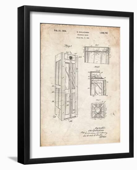 PP1088-Vintage Parchment Telephone Booth Patent Poster-Cole Borders-Framed Giclee Print