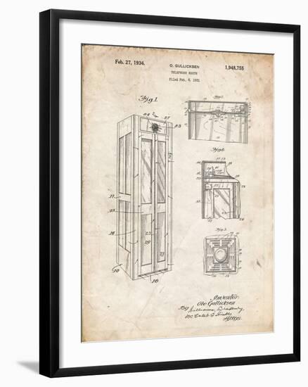 PP1088-Vintage Parchment Telephone Booth Patent Poster-Cole Borders-Framed Giclee Print