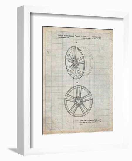 PP1091-Antique Grid Parchment Tesla Car Wheels Patent Poster-Cole Borders-Framed Giclee Print