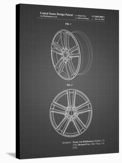 PP1091-Black Grid Tesla Car Wheels Patent Poster-Cole Borders-Stretched Canvas
