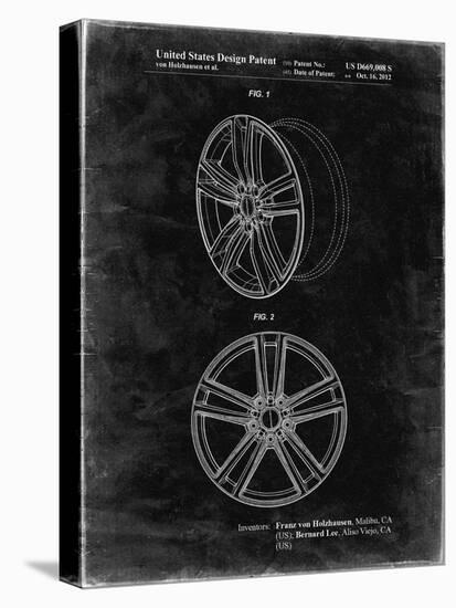 PP1091-Black Grunge Tesla Car Wheels Patent Poster-Cole Borders-Stretched Canvas