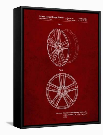 PP1091-Burgundy Tesla Car Wheels Patent Poster-Cole Borders-Framed Stretched Canvas