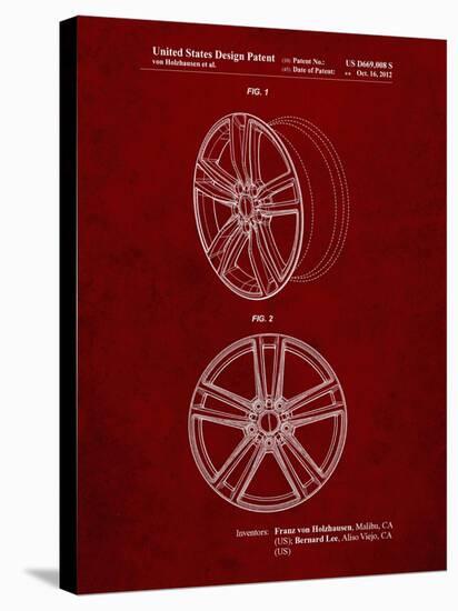 PP1091-Burgundy Tesla Car Wheels Patent Poster-Cole Borders-Stretched Canvas