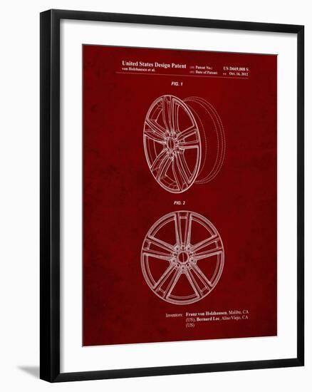 PP1091-Burgundy Tesla Car Wheels Patent Poster-Cole Borders-Framed Giclee Print