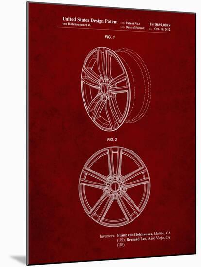 PP1091-Burgundy Tesla Car Wheels Patent Poster-Cole Borders-Mounted Giclee Print