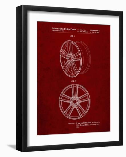 PP1091-Burgundy Tesla Car Wheels Patent Poster-Cole Borders-Framed Giclee Print