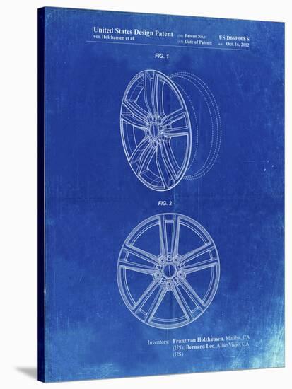 PP1091-Faded Blueprint Tesla Car Wheels Patent Poster-Cole Borders-Stretched Canvas