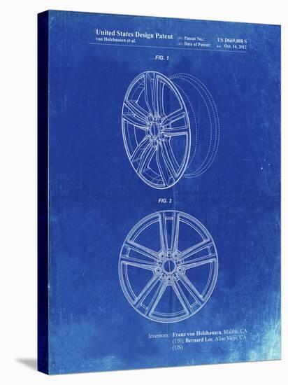 PP1091-Faded Blueprint Tesla Car Wheels Patent Poster-Cole Borders-Stretched Canvas