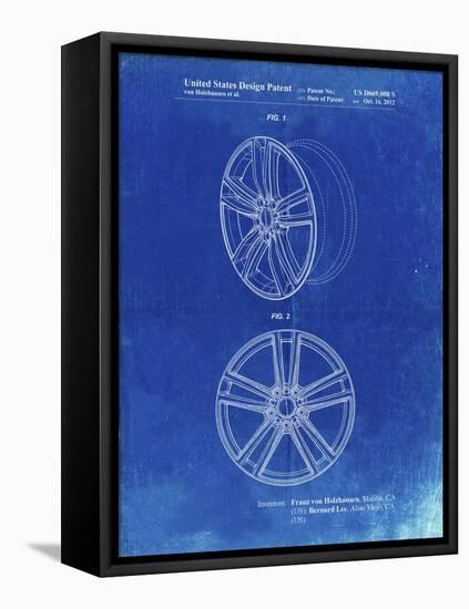 PP1091-Faded Blueprint Tesla Car Wheels Patent Poster-Cole Borders-Framed Stretched Canvas