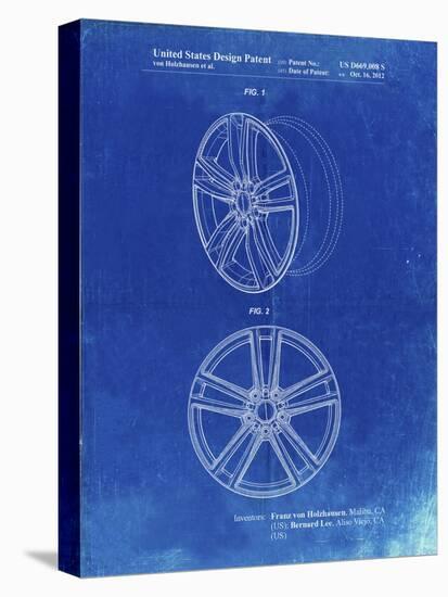 PP1091-Faded Blueprint Tesla Car Wheels Patent Poster-Cole Borders-Stretched Canvas