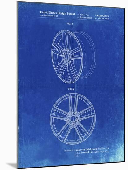 PP1091-Faded Blueprint Tesla Car Wheels Patent Poster-Cole Borders-Mounted Giclee Print