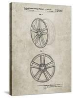 PP1091-Sandstone Tesla Car Wheels Patent Poster-Cole Borders-Stretched Canvas