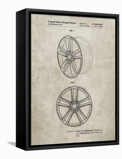 PP1091-Sandstone Tesla Car Wheels Patent Poster-Cole Borders-Framed Stretched Canvas