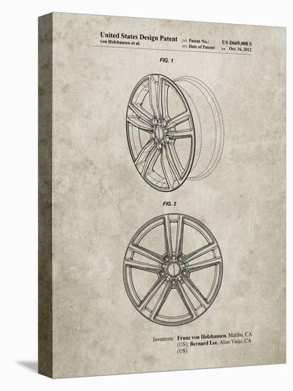 PP1091-Sandstone Tesla Car Wheels Patent Poster-Cole Borders-Stretched Canvas