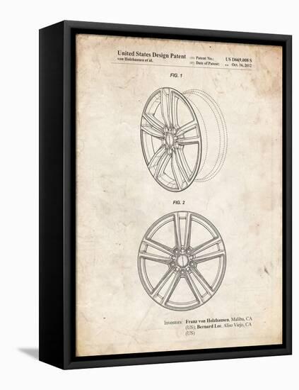 PP1091-Vintage Parchment Tesla Car Wheels Patent Poster-Cole Borders-Framed Stretched Canvas