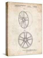 PP1091-Vintage Parchment Tesla Car Wheels Patent Poster-Cole Borders-Stretched Canvas