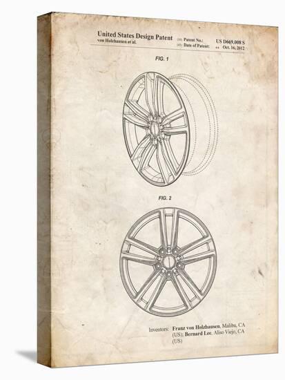 PP1091-Vintage Parchment Tesla Car Wheels Patent Poster-Cole Borders-Stretched Canvas