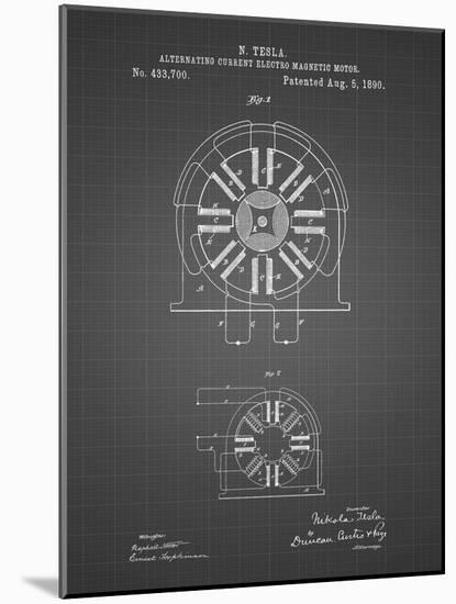 PP1092-Black Grid Tesla Coil Patent Poster-Cole Borders-Mounted Giclee Print