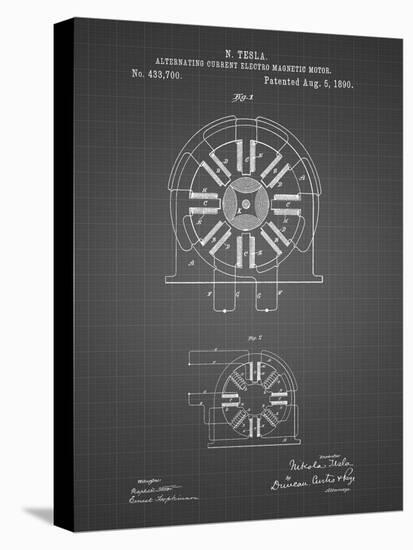 PP1092-Black Grid Tesla Coil Patent Poster-Cole Borders-Stretched Canvas