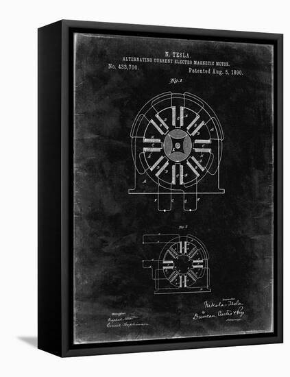 PP1092-Black Grunge Tesla Coil Patent Poster-Cole Borders-Framed Stretched Canvas