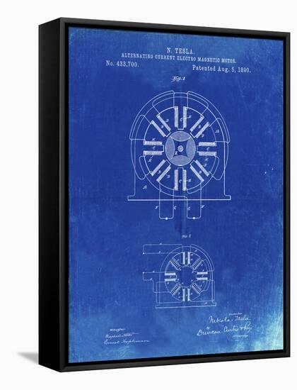 PP1092-Faded Blueprint Tesla Coil Patent Poster-Cole Borders-Framed Stretched Canvas