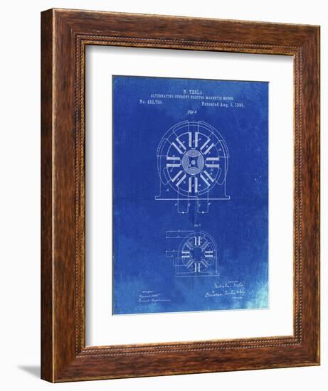 PP1092-Faded Blueprint Tesla Coil Patent Poster-Cole Borders-Framed Giclee Print