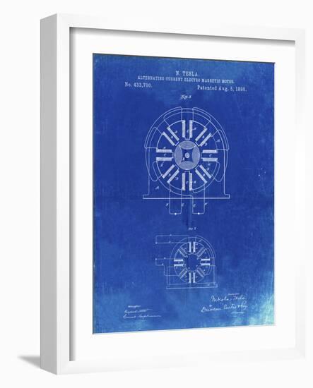 PP1092-Faded Blueprint Tesla Coil Patent Poster-Cole Borders-Framed Giclee Print