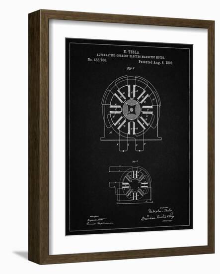 PP1092-Vintage Black Tesla Coil Patent Poster-Cole Borders-Framed Giclee Print