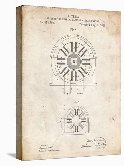 PP1092-Vintage Parchment Tesla Coil Patent Poster-Cole Borders-Stretched Canvas