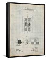 PP1095-Antique Grid Parchment Tesla Regulator for Alternate Current Motor Patent Poster-Cole Borders-Framed Stretched Canvas