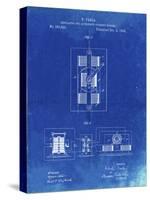 PP1095-Faded Blueprint Tesla Regulator for Alternate Current Motor Patent Poster-Cole Borders-Stretched Canvas