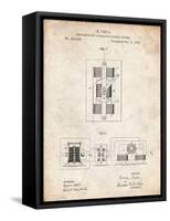 PP1095-Vintage Parchment Tesla Regulator for Alternate Current Motor Patent Poster-Cole Borders-Framed Stretched Canvas