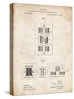 PP1095-Vintage Parchment Tesla Regulator for Alternate Current Motor Patent Poster-Cole Borders-Stretched Canvas