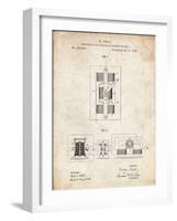 PP1095-Vintage Parchment Tesla Regulator for Alternate Current Motor Patent Poster-Cole Borders-Framed Giclee Print