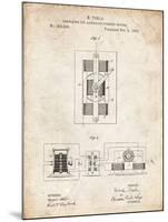 PP1095-Vintage Parchment Tesla Regulator for Alternate Current Motor Patent Poster-Cole Borders-Mounted Giclee Print