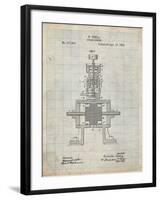 PP1096-Antique Grid Parchment Tesla Steam Engine Patent Poster-Cole Borders-Framed Giclee Print