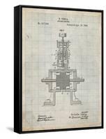PP1096-Antique Grid Parchment Tesla Steam Engine Patent Poster-Cole Borders-Framed Stretched Canvas