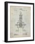 PP1096-Antique Grid Parchment Tesla Steam Engine Patent Poster-Cole Borders-Framed Giclee Print