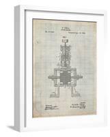 PP1096-Antique Grid Parchment Tesla Steam Engine Patent Poster-Cole Borders-Framed Giclee Print