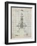 PP1096-Antique Grid Parchment Tesla Steam Engine Patent Poster-Cole Borders-Framed Giclee Print