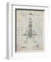 PP1096-Antique Grid Parchment Tesla Steam Engine Patent Poster-Cole Borders-Framed Giclee Print