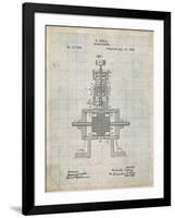 PP1096-Antique Grid Parchment Tesla Steam Engine Patent Poster-Cole Borders-Framed Giclee Print