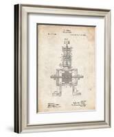 PP1096-Vintage Parchment Tesla Steam Engine Patent Poster-Cole Borders-Framed Giclee Print